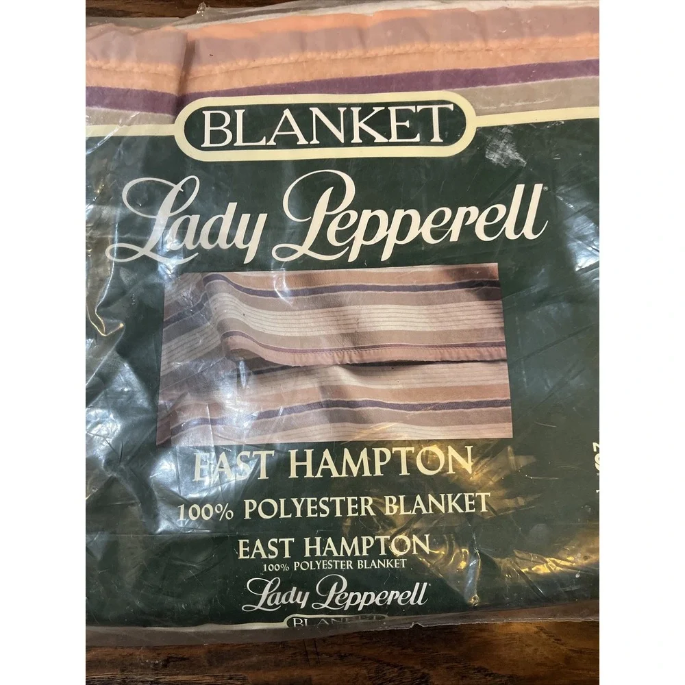 Lady‎ Pepperell Blanket Striped Hampton Twin/Full Vintage Satin Trim 72x90 NOS